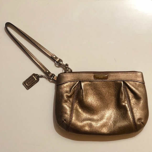 Bronze Metallic Coach Wristlet Clutch - Picture 1 of 3